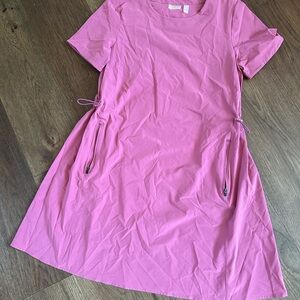 Pink lightweight Dress with zipper up pockets and side ties